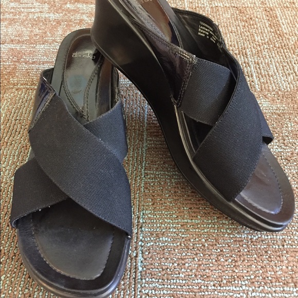 Dansko Shoes - Black Dansko Ava Wedge Sandals, Size 41 10.5-11